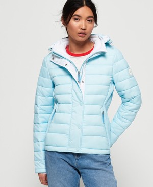 Superdry Fuji Slim Double Cipzár Hooded Női Kabát Kék | XGNZL6127